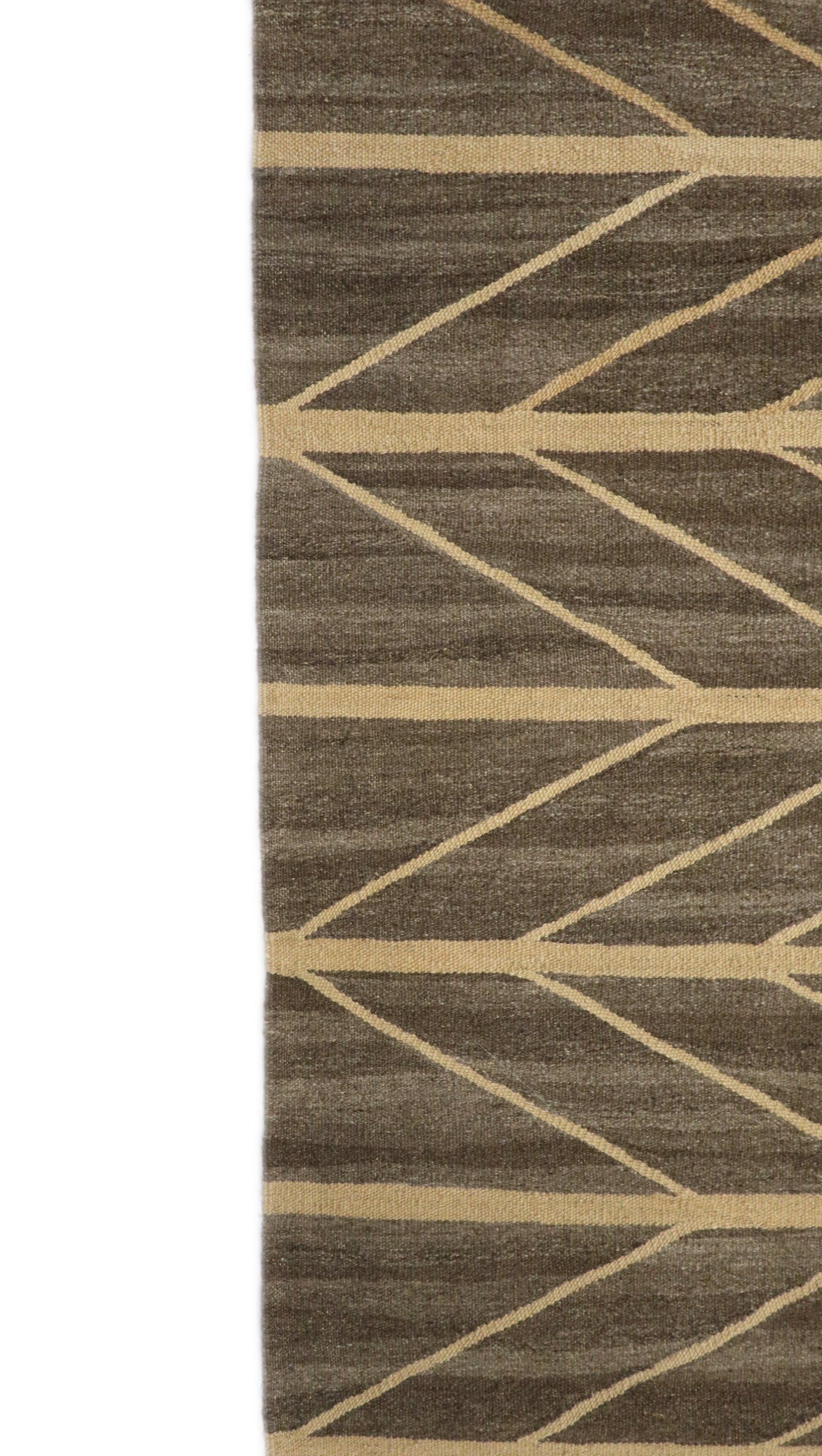 Handwoven Kilim Rug, natural wool colors, charcoal gray brown yellow and ivory