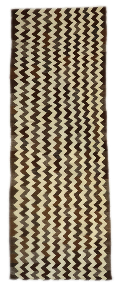 Handwoven Kilim Rug, natural wool colors, charcoal gray brown and ivory 