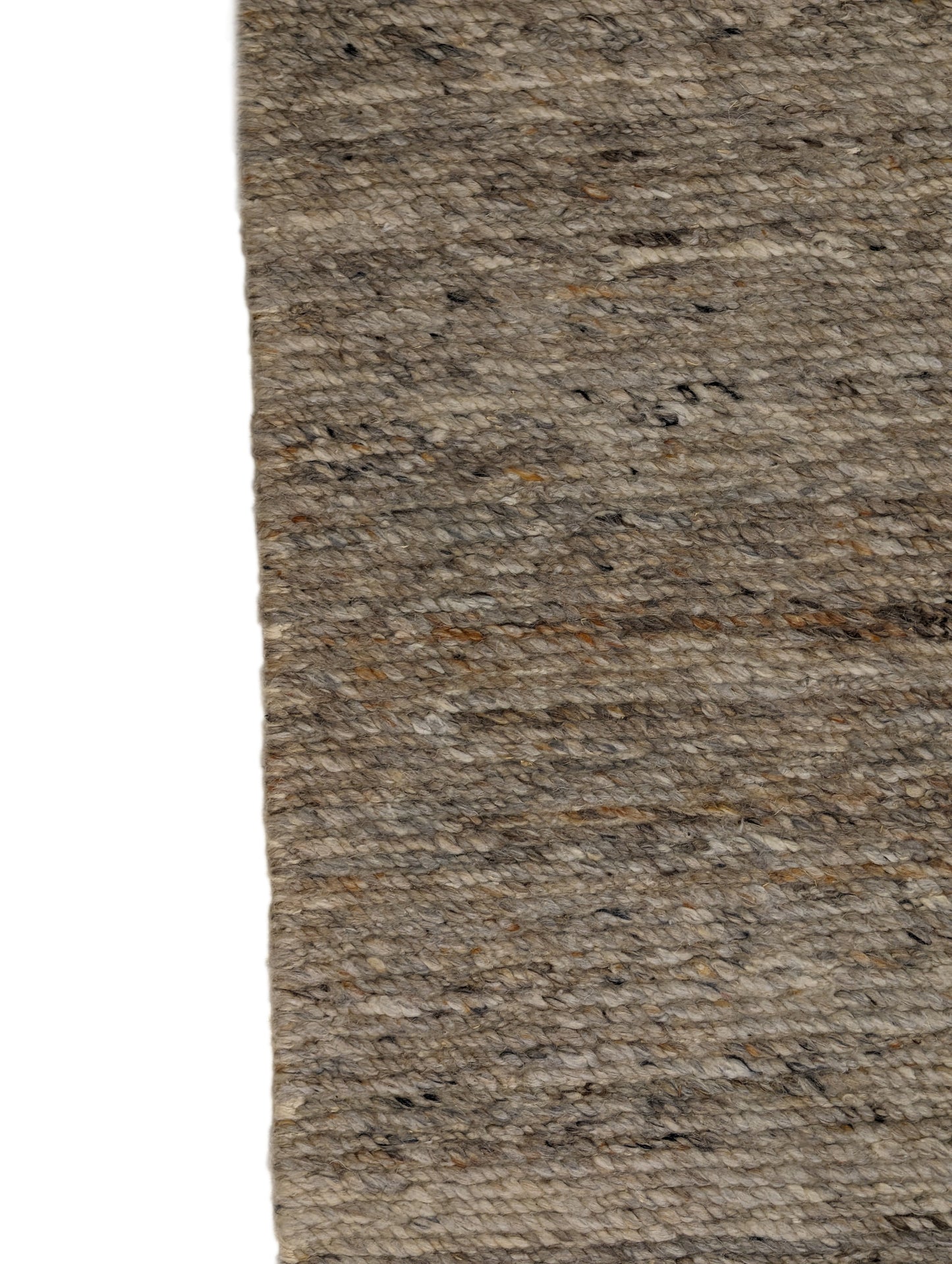 A hand-knotted wool rug with a coastal-inspired design in shades of light blue, beige, ivory, and brown. Cozy pile. 