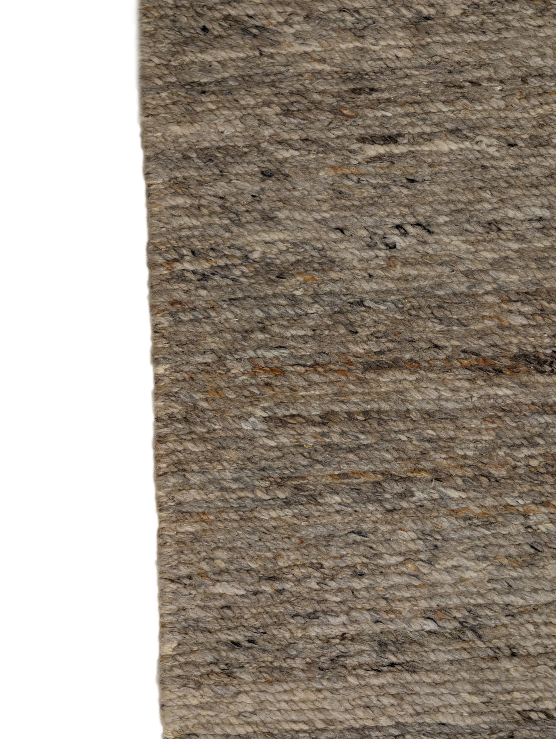 A hand-knotted wool rug with a coastal-inspired design in shades of light blue, beige, ivory, and brown. Cozy pile. 