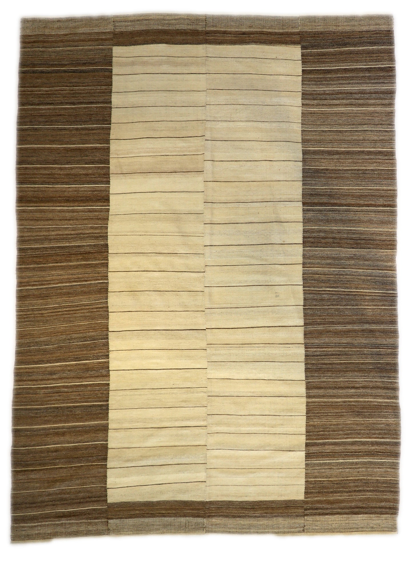 Handwoven Kilim Rug, natural wool colors, charcoal gray brown and ivory 