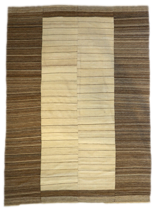 Handwoven Kilim Rug, natural wool colors, charcoal gray brown and ivory 
