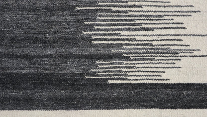 Handwoven Kilim Rug, natural wool colors, charcoal gray and white 