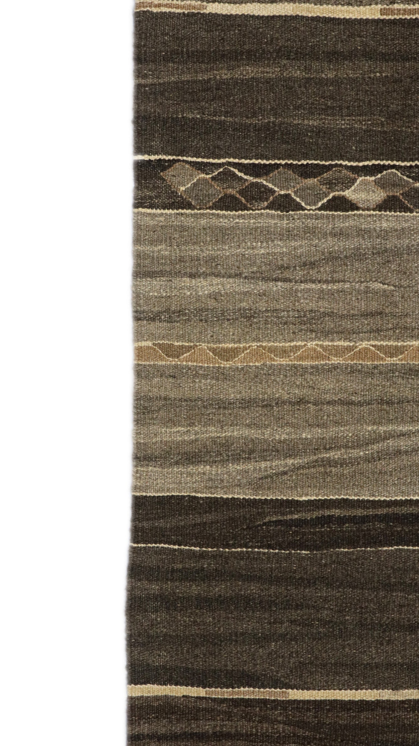 Handwoven Kilim Rug, natural wool colors, charcoal gray brown and ivory 