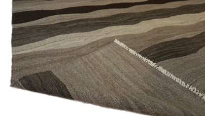 Handwoven Kilim Rug, natural wool colors, charcoal gray brown and ivory