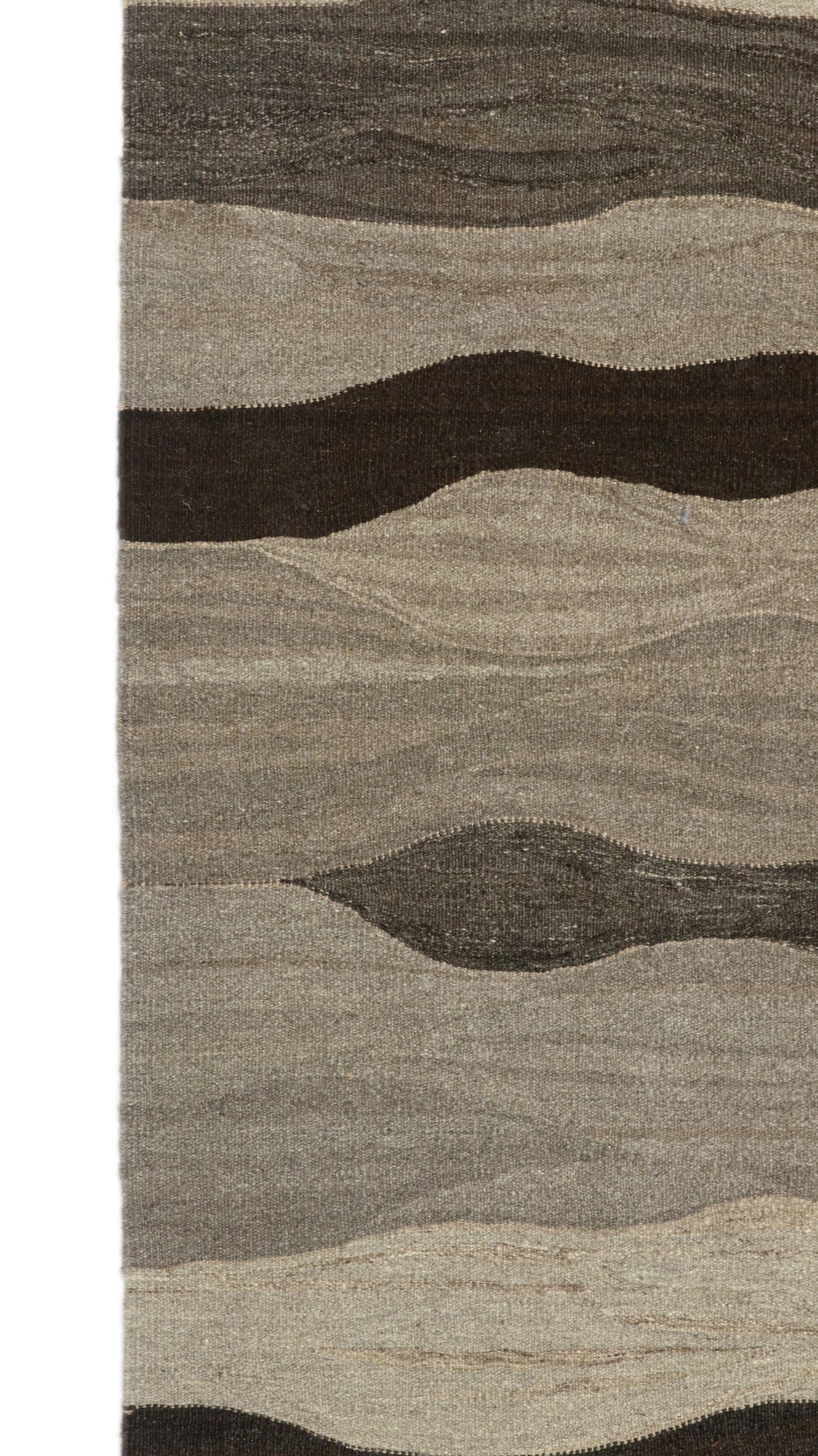 Handwoven Kilim Rug, natural wool colors, charcoal gray brown and ivory