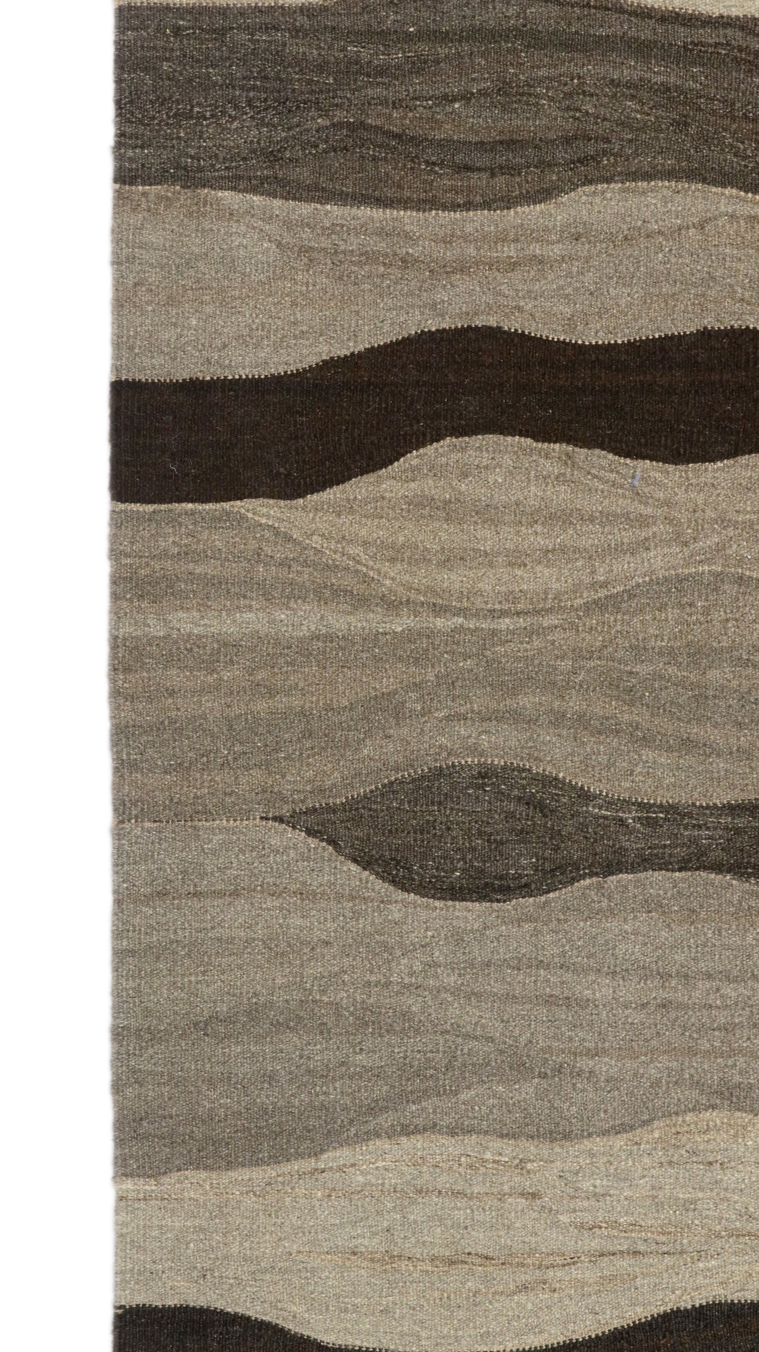 Handwoven Kilim Rug, natural wool colors, charcoal gray brown and ivory