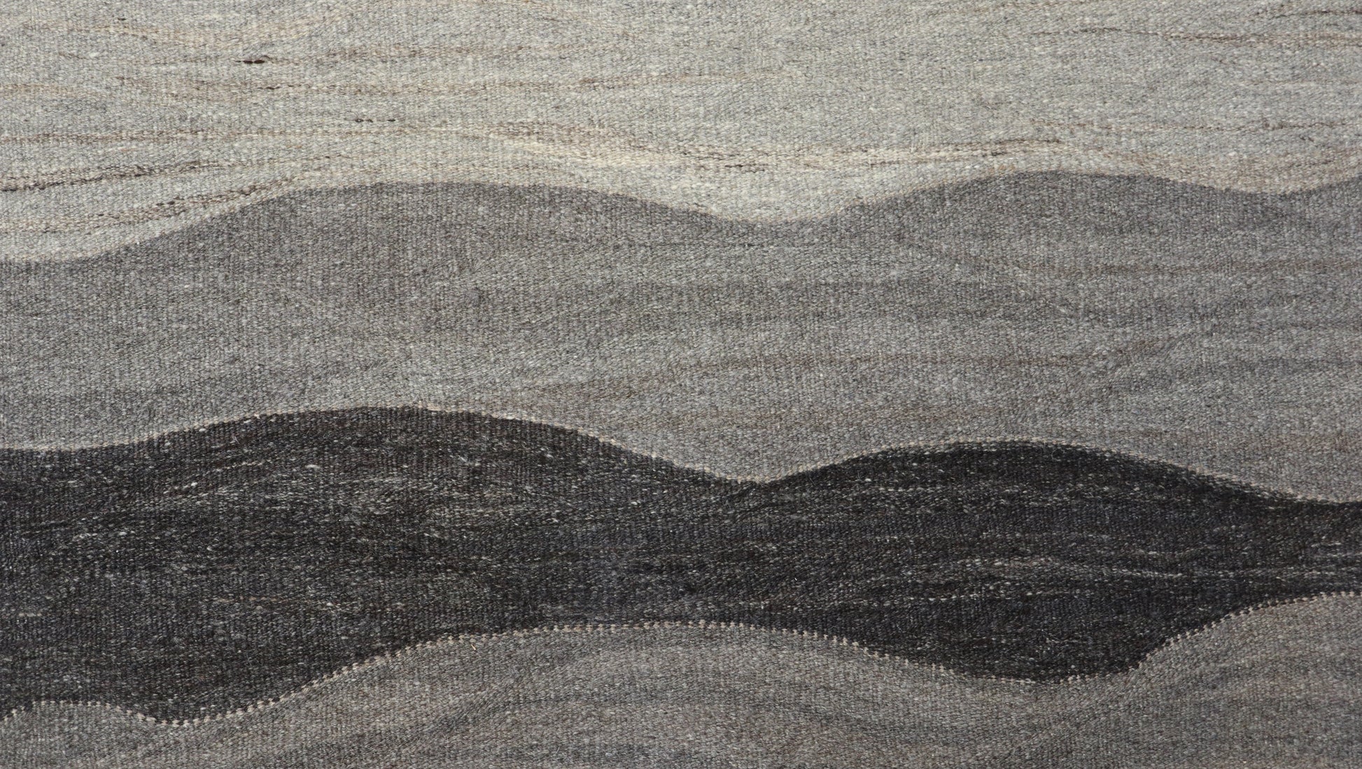 Handwoven Kilim Rug, natural wool colors, charcoal gray brown and ivory