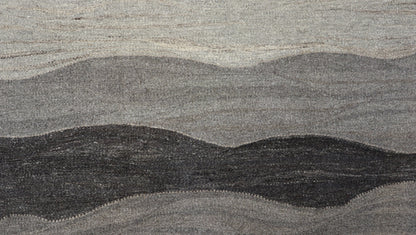 Handwoven Kilim Rug, natural wool colors, charcoal gray brown and ivory
